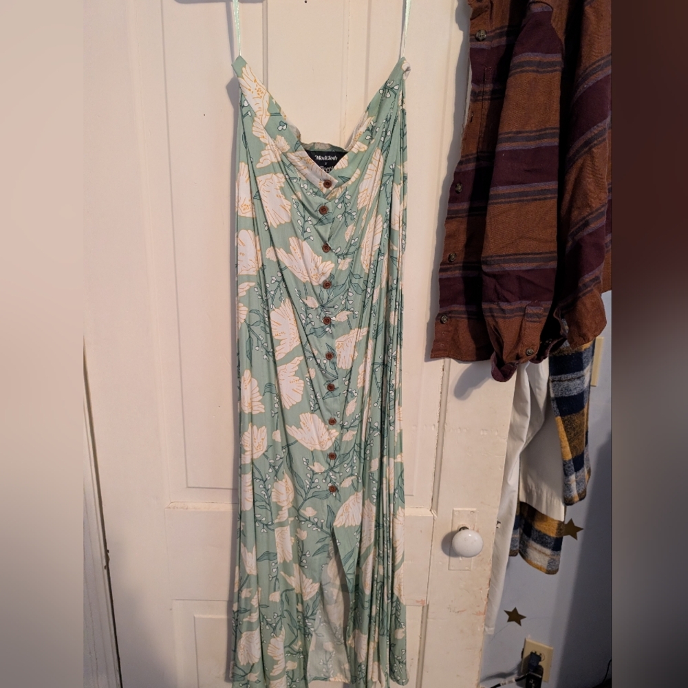 Modcloth Mint Floral Maxi Skirt